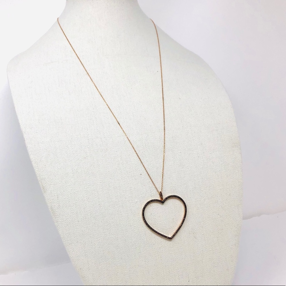 Rose gold sterling silver crystal heart 💖 pendant necklace, NWOT - Picture 6 of 15